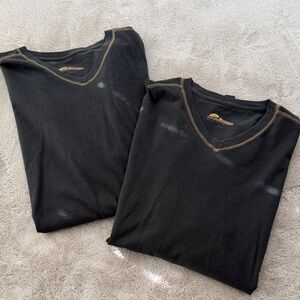 Orvis Black V-Neck Tee with Contrast Gold Stitching - Lot of 2